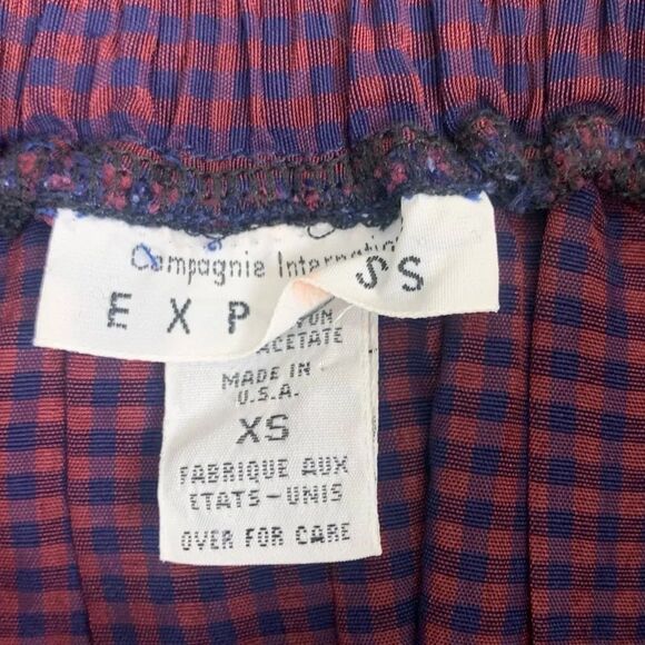 Vintage Express Button Front Plaid Print Skirt size XS Made in USA red Blue - Picture 2 of 7